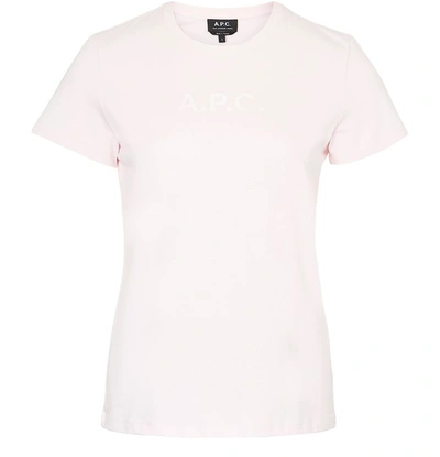 Shop Apc Stamp F T-shirt In Fab Rose Pale