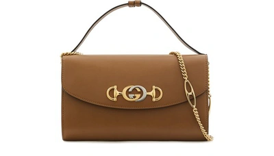 Shop Gucci Zumi Sm Shoulder Bag In Beige