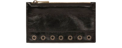 Shop Vanessa Bruno Crinkled Leather Flat Pouch In Noir