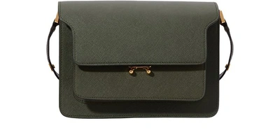 Shop Marni Trunk Bag In Smooth Calfskin In Forest Green