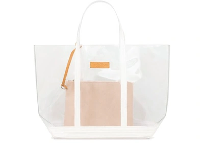 Shop Vanessa Bruno Transparent And Sequins Xl Cabas Tote In Blanc Chair