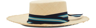 Shop Sensi Studio Straw Hat With Ribbon In Natural/nlbw