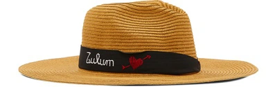 Shop Sensi Studio Embroidered Panama Hat In Beige Tulum