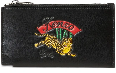 Shop Kenzo Leather Jumping Tiger Cardholder In Black