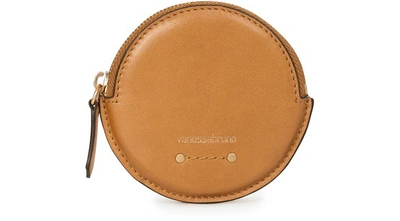 Shop Vanessa Bruno Small Holly Round Smooth Leather Purse In Biscuit