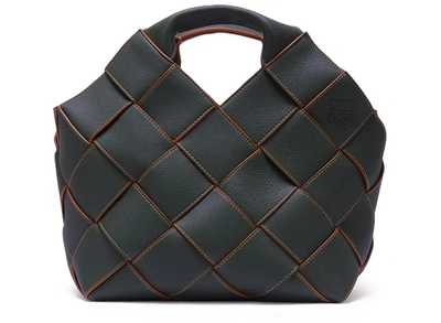 Shop Loewe Woven Basket Bag In Black Tan