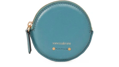 Shop Vanessa Bruno Small Holly Round Smooth Leather Purse In Turquoise