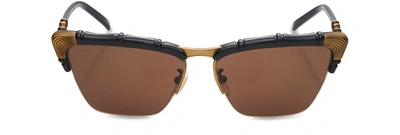 Shop Gucci Bamboo Sunglasses In Black/black/brown