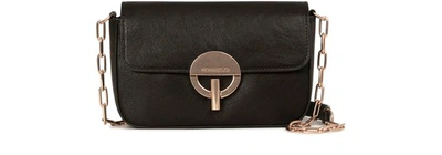 Shop Vanessa Bruno Smooth Calfskin Leather Moon Flap Bag In Noir
