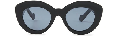 Shop Loewe Butterfly Sunglasses In Blue/shiny Black