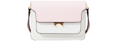 Shop Marni Trunk Mini-bag In Smooth Calfskin In Cinder Rose Limestone Ruby