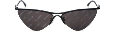 Shop Balenciaga Curve Cat Sunglasses In Black Black Logo