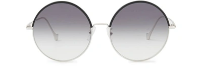 Shop Loewe Round Sunglasses In Gradient Smoke Black