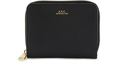 Shop Apc Emmanuelle Compact In Embossed Leather In Noir