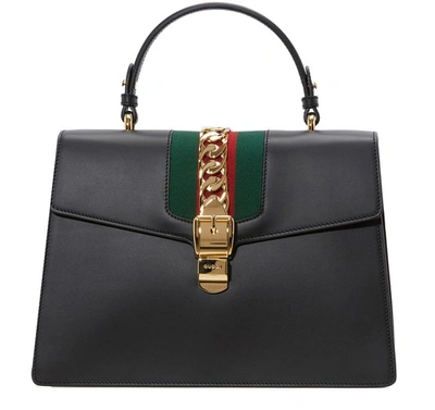 Shop Gucci Sylvie Leather Top-handle Bag In Nero/v.r.v.