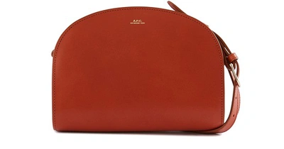 Shop Apc Half-moon Bag In Smooth Leather In Whisky