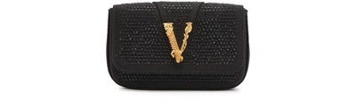 Shop Versace Virtus Mini Handbag In Nero-oro Tribute