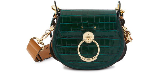 green leather shoulder bag