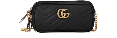 Shop Gucci Gg Marmont Mini Crossbody Bag In Black