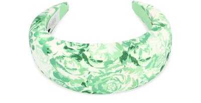 Shop Ganni Padded Headband In Island Green