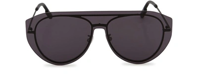 Shop Kenzo Pilot Shield Glasses In Metal In Matte Black / Smoke