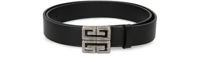 Shop Givenchy 4g Leather Belt In Black