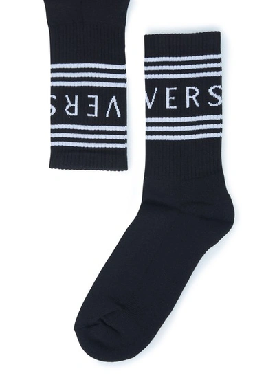 Shop Versace Socks In Nero Bianco