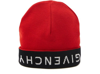 Shop Givenchy Reversible Beanie In Black Red