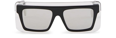 Shop Kenzo Square Glasses In Shiny Black / Smoke Mirror