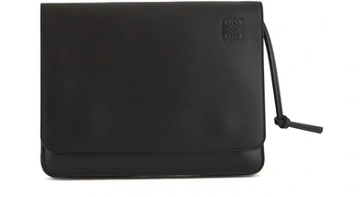 Shop Loewe Gusset Flat Messenger Bag In Black