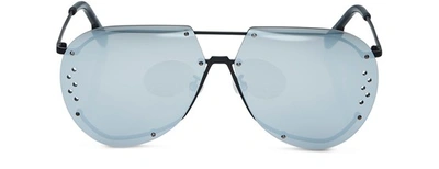 Shop Kenzo Aviator Glasses In Metal In Matte Black / Smoke Mirror