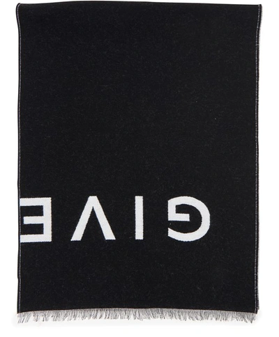 Shop Givenchy Logo Scarf In Black-white