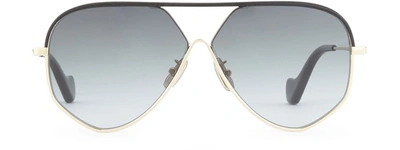 Shop Loewe Pilote Sunglasses In Shiny Light Ruthenium