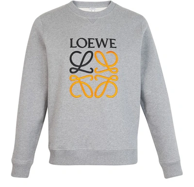 Shop Loewe Anagram Round Neck Sweatshirt In Grey Melange