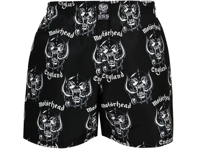 Shop Sss World Corp X Motörhead - Snaggletooth Swim Shorts In Black