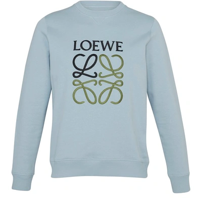 Shop Loewe Anagram Round Neck Sweatshirt In Baby Blue