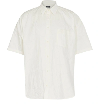 Shop Balenciaga Short Sleeve Cocoon Wrinkled Shirt In White