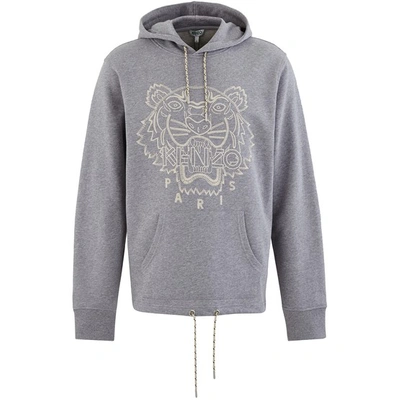 Shop Kenzo Tiger Hooded Sweatshirt In Pearl Grey