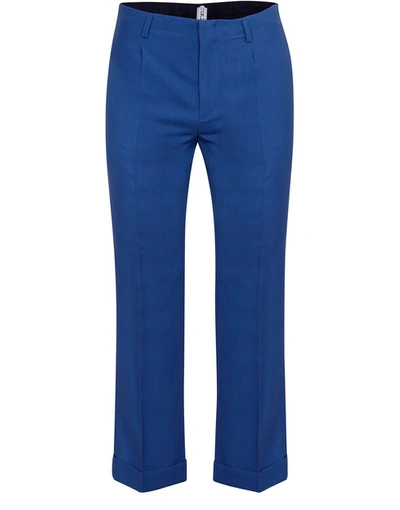 Shop Givenchy Light Wool Pants In Blue Acier
