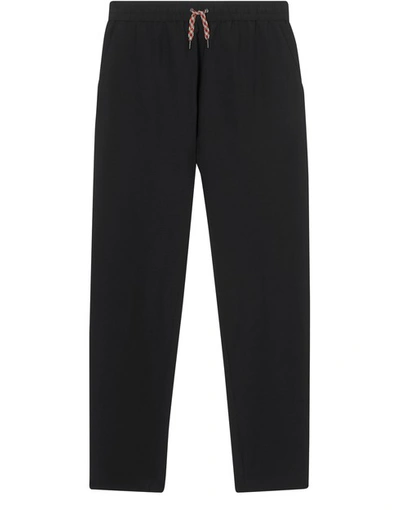 Burberry Icon Stripe Detail Wool Mohair Trackpants In Black