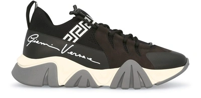 Shop Versace Squalo Sneakers In Nero Bianco