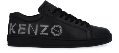 Shop Kenzo Tennix Low Top Sneakers In Black