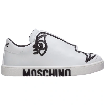 Shop Moschino Women's Shoes Leather Trainers Sneakers Drawing In Pink