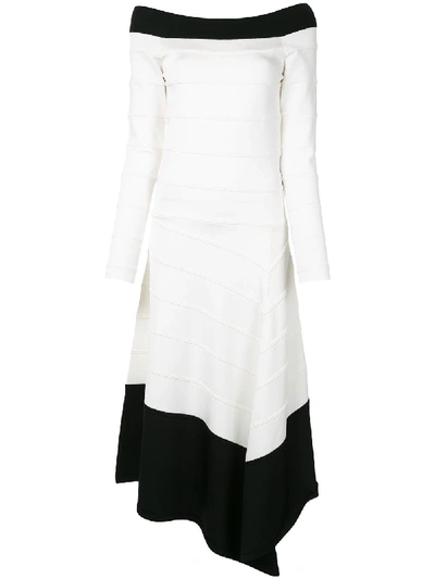 Shop Amanda Wakeley Knitted Ribbed Midi Dress In White