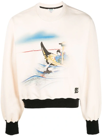 Shop Kenzo Ama Diver Sweatshirt In Neutrals