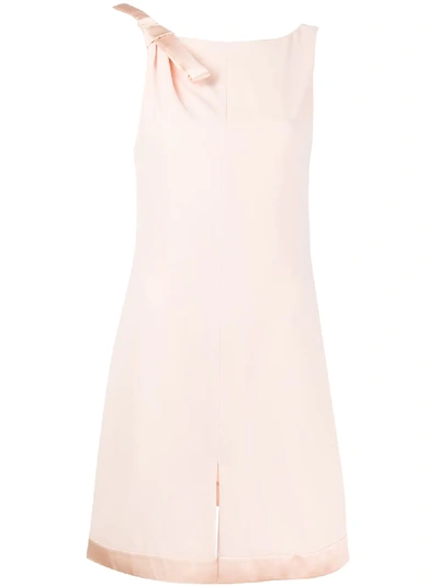 Shop Emporio Armani Shoulder Bow Shift Dress In Neutrals