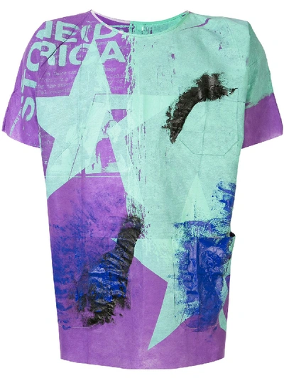 Shop Raf Simons Painted Star Print T-shirt In Purple
