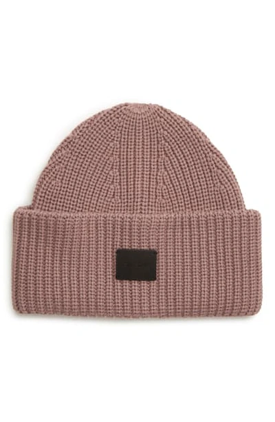 Shop Allsaints Half Cardigan Stitch Beanie In Nude Pink