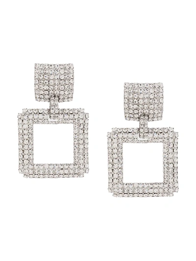 Shop Alessandra Rich Rhinestone-embellished Clip Earrings In Silver