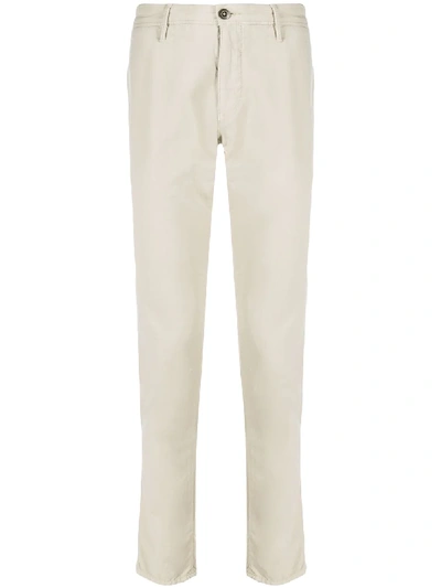 Shop Incotex Low-rise Slim-fit Chinos In Neutrals